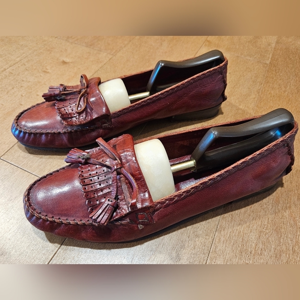COLE HAAN Men’s 10.5 M Burgundy Leather Kiltie Tassel Loafers | Pinch Heritage